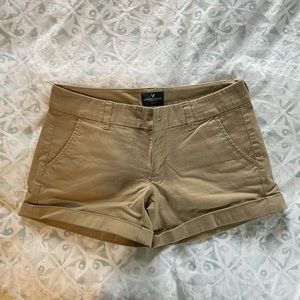 American Eagle Brown Khaki Midi Stretch Shorts